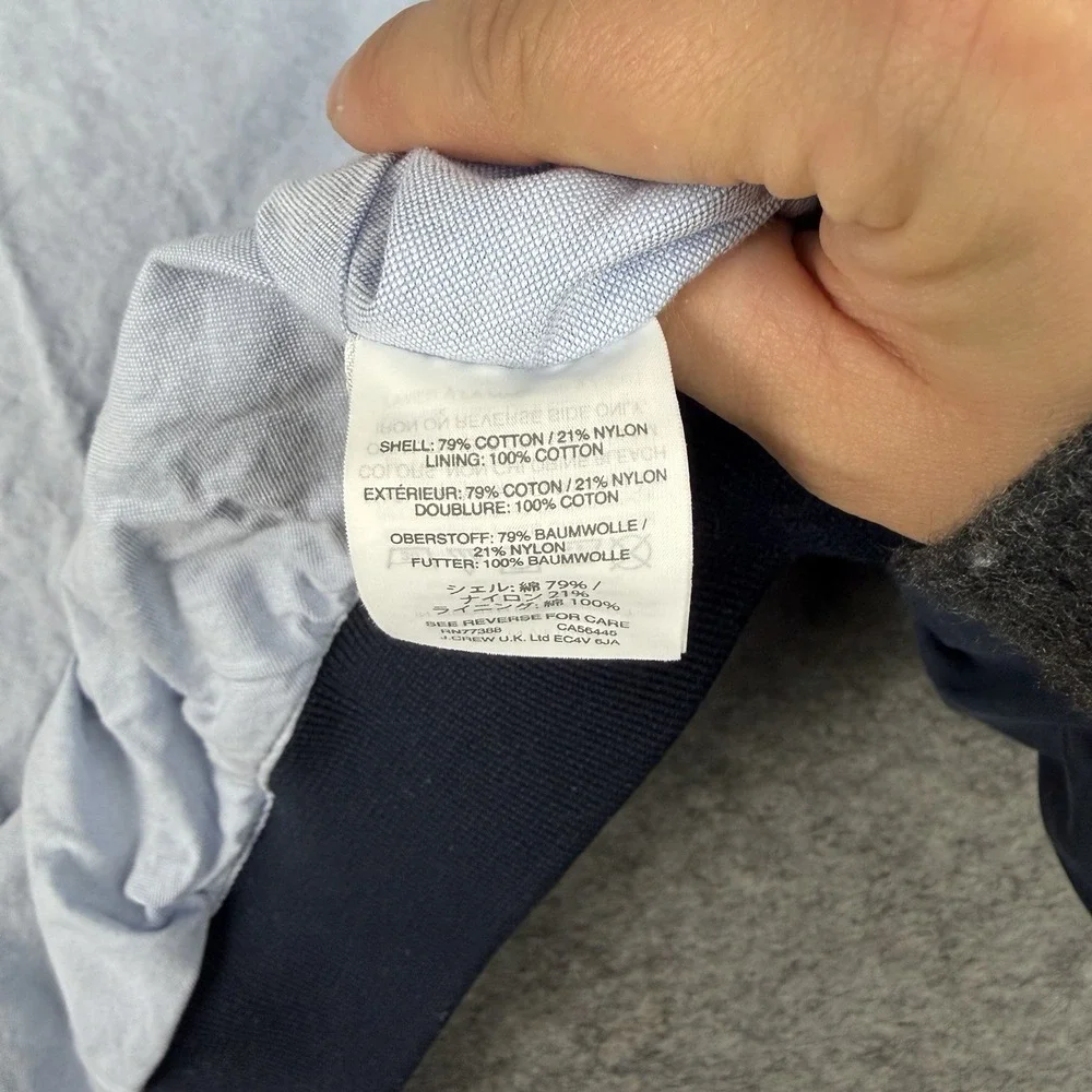 J Crew Harrington Jacket Men's Large Navy Blue Cotton Lined Full Zip Preppy